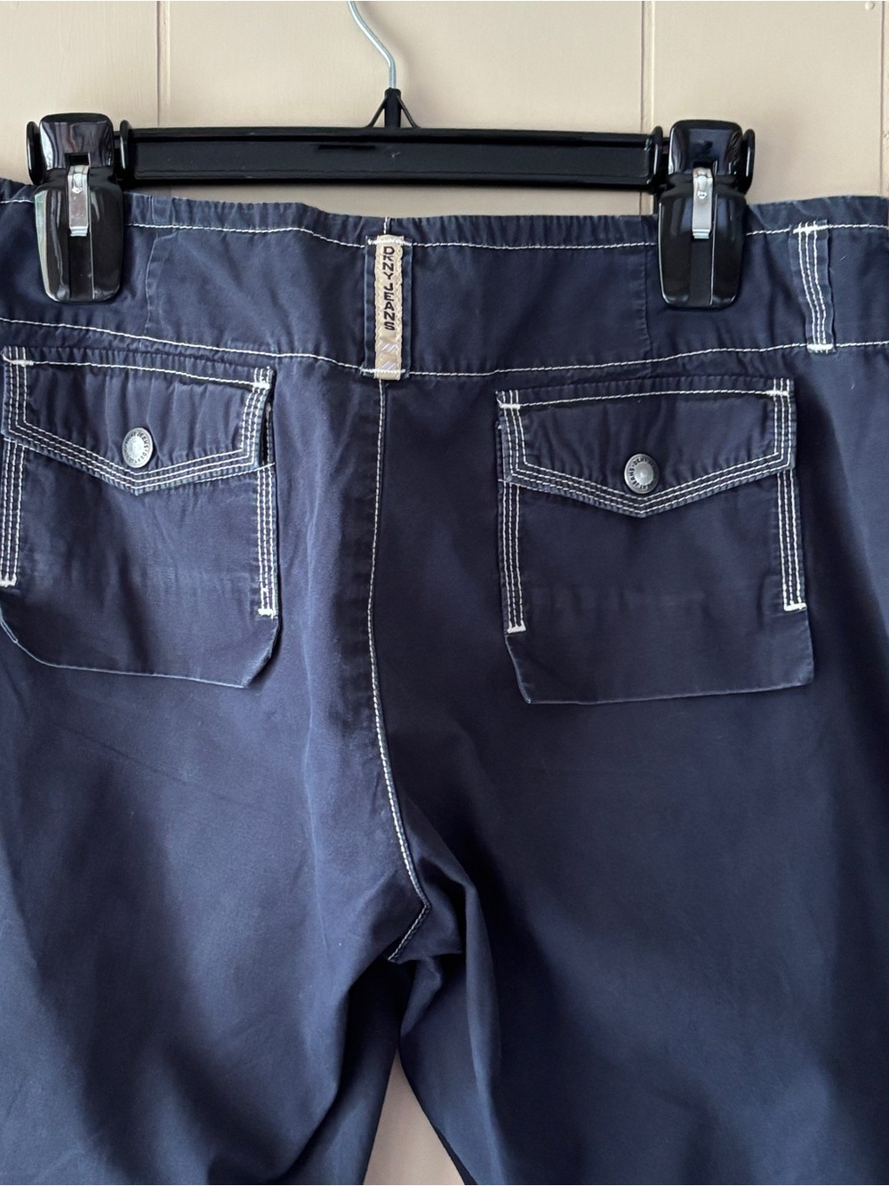 DKNY Navy Pants with White Topstitching Cropped size 10